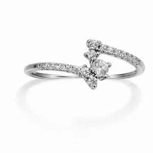 Sterling Silver Open Wrap Ring with Pavé Accents - White